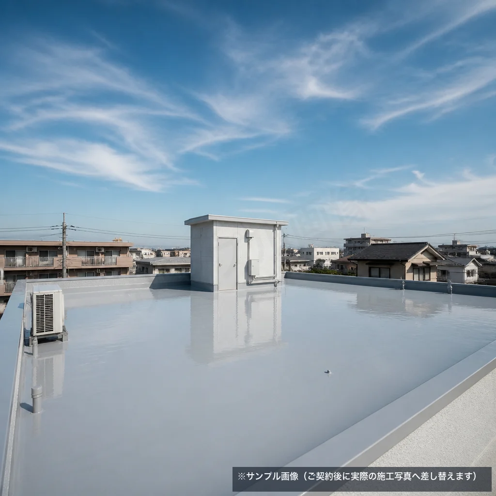 屋上の水たまり — ウレタン防水（通気緩衝工法）（施工後）